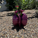Handmade Metal Bisnaga Cactus with Flowers - Garden Art Decor (Purple)
