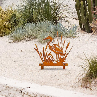 Rusty Heron Statues Outdoor – Metal Heron Statue for Garden Decor, Unique Outdoor Decor for Lawn & Patio Yard Porch Backyard Outdoor Decor
