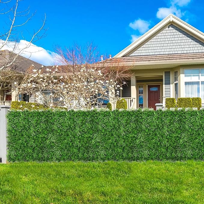 Grooy 20"x20" Artificial Hedge Grass Wall, 6PCS Boxwood Panels, Greenery Backdrop Panles, UV Protected Privacy Fence Screen, Green Wall Decor for Outdoor Indoor Wedding Décor