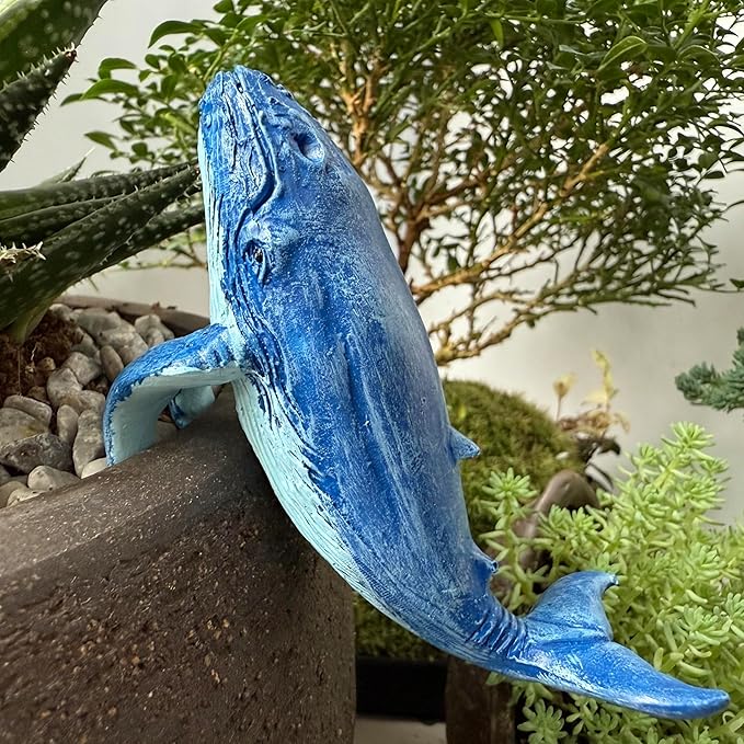 Whale Figure Plant Pot Hanger, Turtle Flower Pot Hugger, Resin Tortoise Statue, Funny Pot Huggers for Planters, Cute Climbing Tortoise Flower Pot Hugger, Garden Fence Balcony Patio Yard (WHALE)