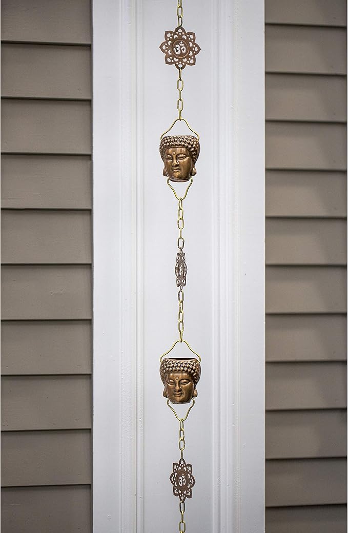 Good Directions 474P-8 Buddha Head Rain Chain 8-1/2 Feet Long, 12 Large Figures,100% Pure Copper