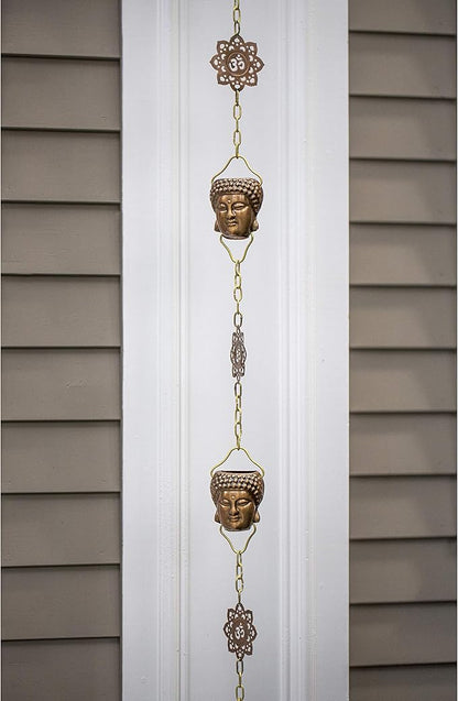 Good Directions 474P-8 Buddha Head Rain Chain 8-1/2 Feet Long, 12 Large Figures,100% Pure Copper