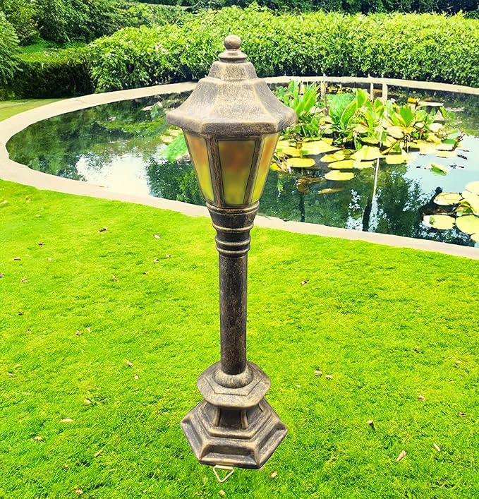 coolboy Street Light Garden Statue for Dogs to Pee On,Puppy Pee Post Training Tool Street Lamp Resin Statue,Indoor Outdoor Street Lights Decor Figurines for Yard Art and Garden Lawn,The （Gold）