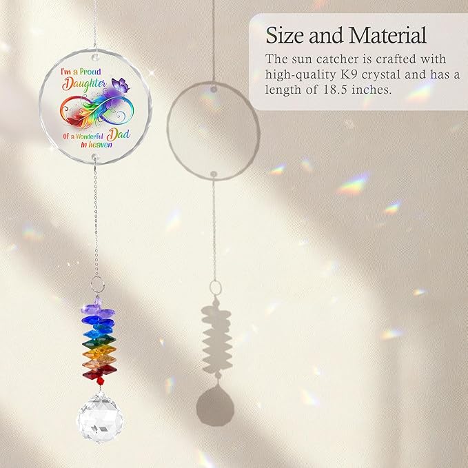 Glass Ornament Suncatcher - Sympathy Gift for Loss of Loved One - Memorial Ornaments - Heaven Keepsake - Grieving Gifts for Mom, Sisters, Friends - Mother's Day Father's Day Comfort Gift
