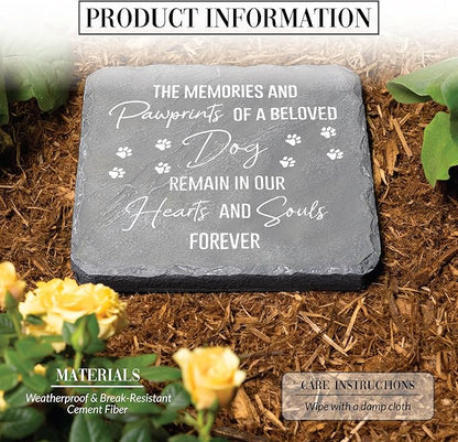 Pavilion Gift Company 25314 Dog Memorial-7.75" x 7.75" Garden Stone, Gray, White
