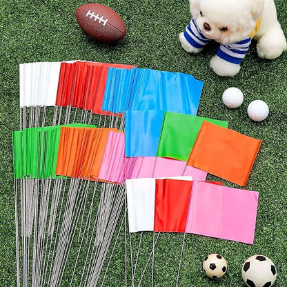 Amylove 300 Pcs Marking Flags 15 x 4 x 5 Inch Marker Flags for Lawn Yard Survey for Lawn Irrigation Landscape Fence Sprinkler Pet Training (Fresh Color)