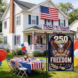 250 Anniversary USA Garden Flag, 4th of July Garden Flag America Patriotic Banner 250 Years of Freedom Yard Sign Eagle Design Double-Sided Waterproof 1776-2026 Commemorative Flag 12x18 Inch