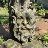 10.1" Whimsical Tree Face Sculpture, Garden Peeker Statue, Outdoor Trunk Tree Huggers Art, Landscape Accent Ornament, Hanging Fairy Elve Figurine for Yard Art, Trees Decor Wall Mounted Statues