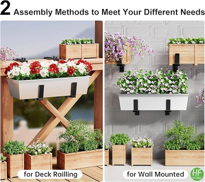 HFHOME 6PCS Adjustable Planter Box Brackets, Brackets for Window Boxes Planters Hanging Flower Box Holders, Wall Mount Holder for Windowsills, Garden, Fences, and Balcony - Black (Patent Registered)