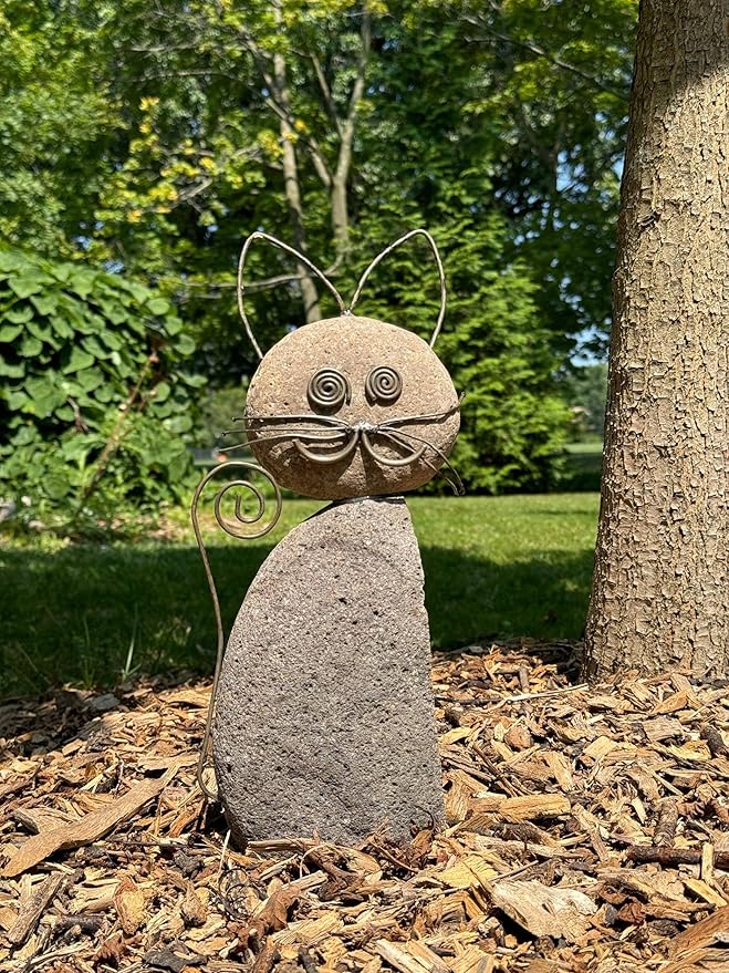 Happy Gardens Cat Garden Statue with Whiskers