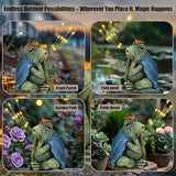 Solar Garden Decor Frog Prince Statue Outdoor, Birthday Gifts for Women Mom Grandma Senior Elder, Frog Ornament for Balcony, Garden, Patio, Yard, Lawn