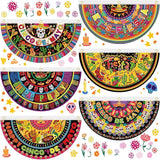 6 Pcs Cinco De Mayo Bunting Fan Flag Mexican Fiesta Half Fan Banners 1.5 x 3ft Donkey Hanging Flag Banner Tacos Cactus Bunting Decoration for Outdoor Indoor Garden Yard Party Decor(Mexican)