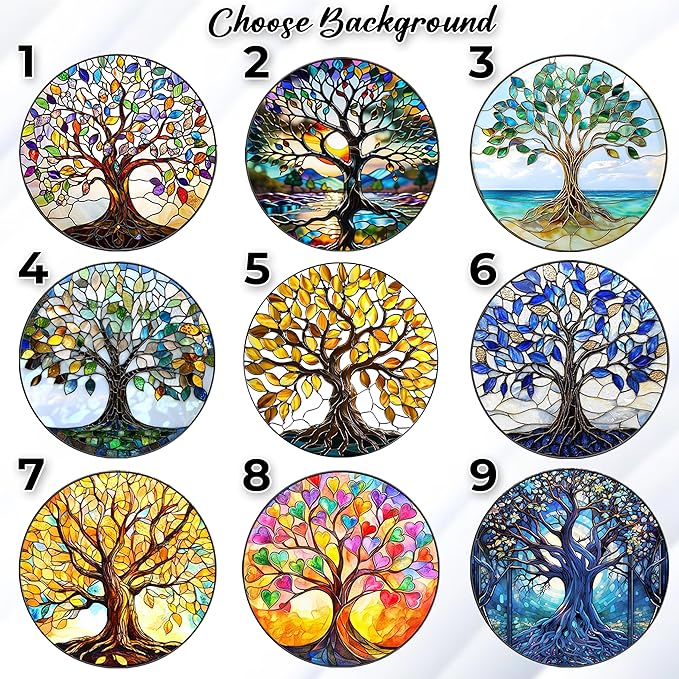 Personalized Wedding Gifts for The Couple, Custom Crystal Tree of Life Wind Chime, Suncatcher Ornament Outdoor Chimes Hanging, Mother's Day Birthday Gifts for Women, Grandma, Nana Garden Décor