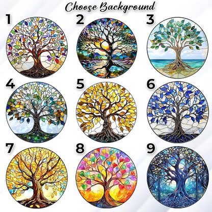 Personalized Wedding Gifts for The Couple, Custom Crystal Tree of Life Wind Chime, Suncatcher Ornament Outdoor Chimes Hanging, Mother's Day Birthday Gifts for Women, Grandma, Nana Garden Décor
