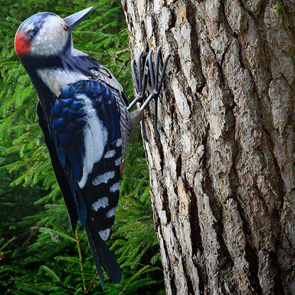 Metal Woodpecker Bird Figurine - Lifeilke Backyard & Garden Gift, Birds Statue Sculpture Art Large Realistic - Outdoor Fall Decor, Metal Yard Art