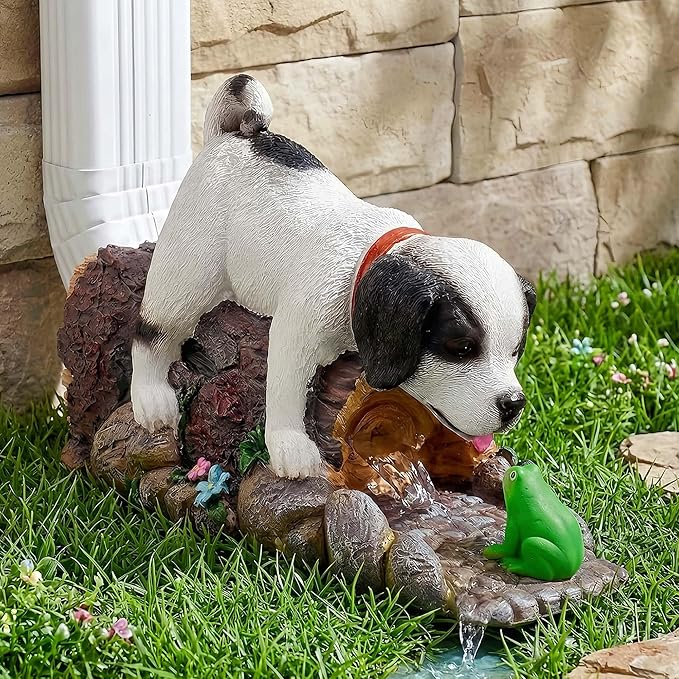 Funny Dog Gutter Downspout Extender Statue, Garden Animal Decor Gutter Extension, Splash Block, Eco-Friendly Resin, Outdoor Decor Sculpture, Gutter Diverter Rain Perfect for 3"x4" Downspout