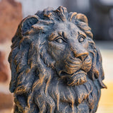 Zaer Ltd. Magnesium Pair of Lion Statues (Outdoor Safe) (27" Tall w/Ball (Set of 2), Aged Bronze (Painted))