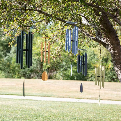 Woodstock Chimes Bells of Paradise Medium 32" Pigeon Blue Outdoor Memorial Gift, Wind Chimes for Backyard, Porch, Garden Patio Decor, Deep Tone Windchime BPMDNM
