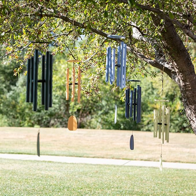 Woodstock Chimes Bells of Paradise Medium 32" Light Yellow Outdoor Memorial Gift, Wind Chimes for Backyard, Porch, Garden Patio Decor, Deep Tone Windchime BPMSG