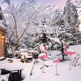 Ohuhu Family Flamingo Yard Ornaments, Set of 3 (32", 31", 19") Bright Pink Flamingos Ornaments with Metal Feet Stakes for Garden Yard Patio Party Decoration, Outdoor Decor Gardening