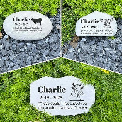 Personalized Pet Memorial Stone - Bull Headstone - Cow Tombstone - Garden Memorial Stone Customized - Pet Cemetery Decorations - Stepping Stone Outdoor
