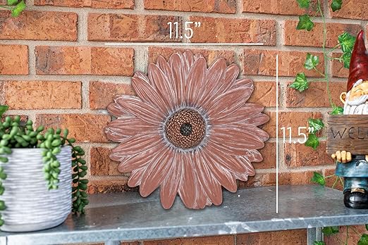 Magnolia Garden 12-Inch Antique Coral Daisy Decorative Stepping Stone – 3D Sculpted Resin Garden Walkway Tile – Weathered Terra Cotta Flower Outdoor Accent – Boho Chic Yard Decoration
