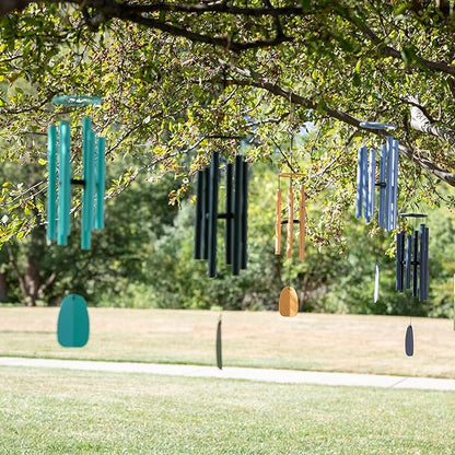 Woodstock Chimes Bells of Paradise Medium 32" Blue Outdoor Memorial Gift, Wind Chimes for Backyard, Porch, Garden Patio Décor, Deep Tone Windchime BPMBL