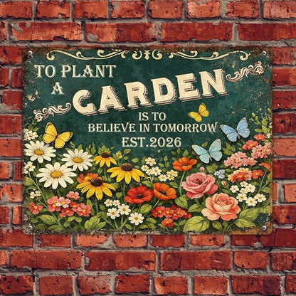 Personalized Garden Signs for Outside Custom Metal Tin Sign for Women, Retro Welcome Metal Sign for Patio, Yard Rustic Home Decor Gifts for Mothers Day, Grandmas, and Gardening Lovers