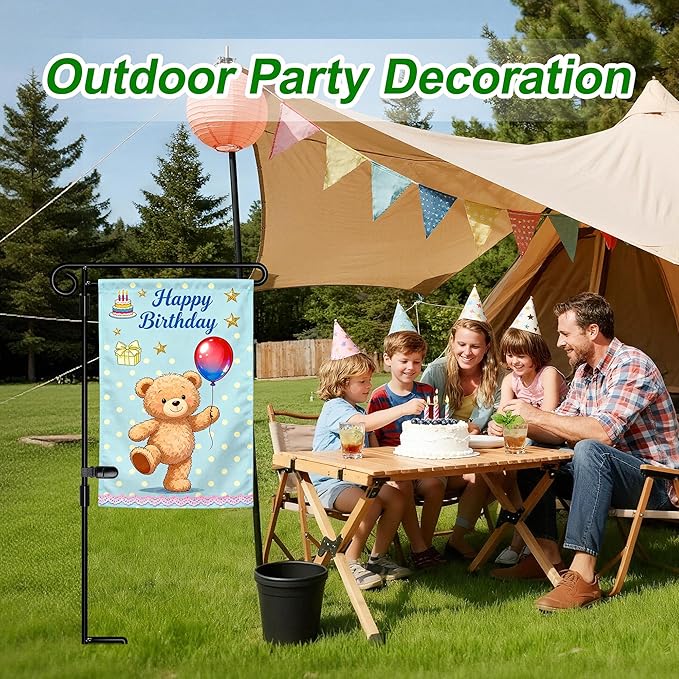 HOOSUN Garden Flag Stand Holder,Yard Flag Holder For Small Flags 12 x 18,Yard Sign Garden Flags Stake For Outside,Small Metal Garden Flag Pole For Yard With Tiger Clip