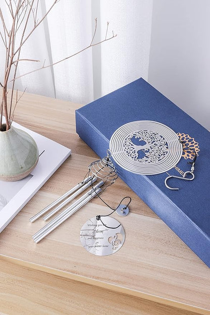 Housewarming Wind Chime with Tree of Life Wind Spinner - Housewarming Gifts for New House - House Warming Gift Ideas for New Homeowners - House Warming Gifts New Home Couple