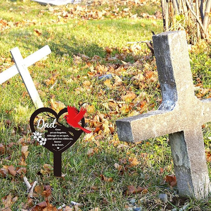 Rngmsi Dad Grave Decorations for Cemetery - Cardinal Grave Markers for Humans Father Memorial Plaques Stake for Outdoors Garden Yard