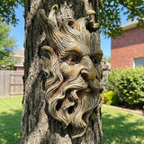 10.1" Whimsical Tree Face Sculpture, Garden Peeker Statue, Outdoor Trunk Tree Huggers Art, Landscape Accent Ornament, Hanging Fairy Elve Figurine for Yard Art, Trees Decor Wall Mounted Statues
