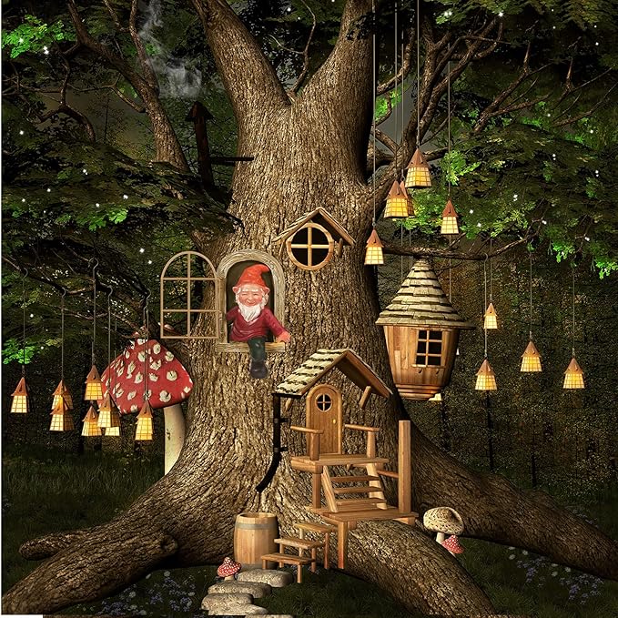 Jetec 2 Pieces Garden Gnome Statue Elf Out The Door Tree Hugger Garden Peeker Yard Art Tree Sculpture Gnome Decoration Outdoor for Patio Yard Lawn Porch Ornament (Classic Style)