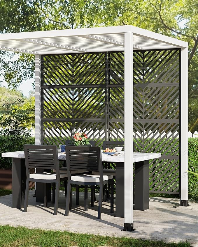 Hipicute 72" H×40" W Freestanding Metal Privacy Screen for Outdoor Patio - Heavy-Duty Rust-Resistant Decorative Fence Panel | Weatherproof Design | Patio Privacy Screen, Metal Freestanding