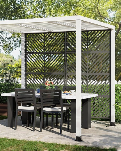 Hipicute 72" H×40" W Freestanding Metal Privacy Screen for Outdoor Patio - Heavy-Duty Rust-Resistant Decorative Fence Panel | Weatherproof Design | Patio Privacy Screen, Metal Freestanding