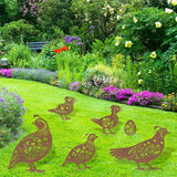Metal Garden Stakes for Outside - 6 Pcs Quail Decor Yard Art Statues Outdoor Waterproof Figurine Silhouette Patio Lawn Pathway Backyard Ornaments Birthday Gift for Women Mom Grandma Wife