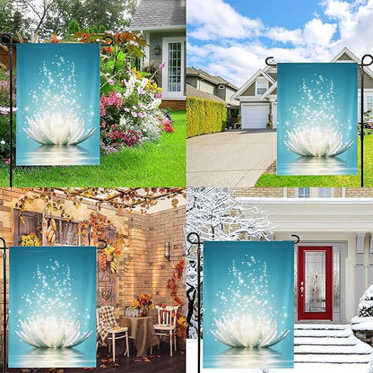 Lotus Flower Garden Flags,Sunmer Garden Flag for Outside/Outdoor Double Sided Hanging Decorations 12x18 Inch