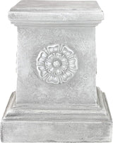 Design Toscano English Rosette Indoor/Outdoor Sculptural Garden Plinth Base Statue Riser, Large 13 Inch Tall, Cast Stone Resin, Antique Stone Finish