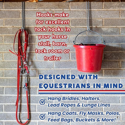Over The Wall Heavy Duty Concrete Cinder Cement Block Wall Outdoor No Drill Fence Hooks Hangers - Extra Long Large Rafter Ladder Pool Equipment Pole Hangers for Planters Hoses Horse Tack Organization