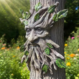 Teaeeno Charming Tree Face Garden Decor, Whimsical Old for Man Resin Statue with Foliage Features, Large Outdoor Tree Hugger for Yard Art, Root Detail, Trees Decorations Outdoor Wallmounted Statue