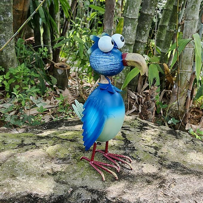 Metal Flamingo Yard Decor Garden Statue Outdoor Art Blue Flamingos Christmas Decorations Sculptures for Patio Backyard Porch Lawn Ornaments Unique Gifts