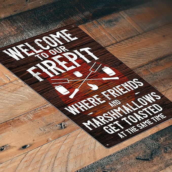 Backyard Patio BBQ Firepit 12 x 8 inch Meat temperature Magnet Sign (Toasted)
