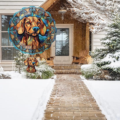 Hanging Wind Spinners Outdoor, 3D Kinetic Metal Wind Spinner with Dachshund Wiener Dog Design for Garden Yard Decor, Dog Lover Gifts for Women Men Pet Owners