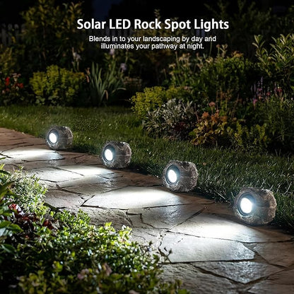 Candieslife Solar Rock Lights Outdoor Garden Waterproof - Super Bright LED Solar Spotlights, Solar Powered Landscape Path Decorative Garden Stone Lights for Pathway, Walkway, Yard, Patio (2 Pack)