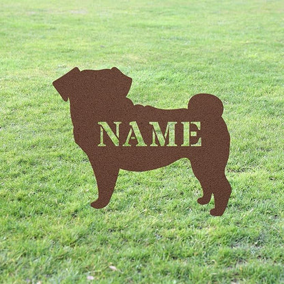 Personalized Pug Copper Garden Statue Stake,Custom Pug Outdoor Yard Art Decor,Memorial Remembrance Sculpture for Yard Garden Porch Lawn Grassland Park Farm Flowerpot Decor.