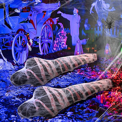 2 Sets Halloween Hanging Cocoon Corpse, 64'' Bloody Inflatable Cocoon Outdoor Decoration Set with Bandage, Scary Dead Body Prop Decor for Outdoor Halloween Party House Yard (Black)