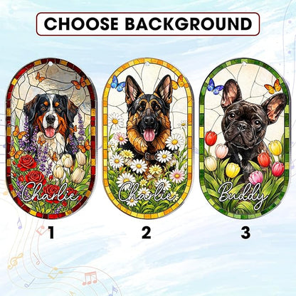 Personalized Pet Memorial Wind Chimes for Dogs Cats, Custom Photo Crystal Memory Suncatcher Ornament, Cat Remembrance Keepsake, Pet Loss Sympathy Gift for Women Dog Lover, WindChimes Outdoor Décor