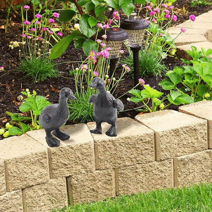 Cast Iron Duck Statue Set of 2, Heavy Duty Small Cute Duck Statuary Ducks Decor for Garden Desktop Farmhouse Figure Home Decoration