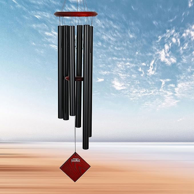 Woodstock Chimes Pluto Wind Chime for Outside 37" Black Medium Tone Sound for Outdoor Garden, Patio, Porch Decor Gifts, Encore Collection, DCK37