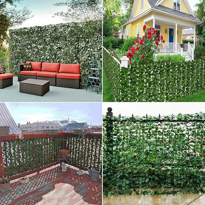 Privacy Fence Screen Artificial Ivy Grass Wall Screen 240x40 in Balcony Fence Privacy Screen Faux Vines Green Backdrop Fake Ivy Wall Panels Hedge Fence for Patio,Garden, Backyard Indoor Outdoor deocr